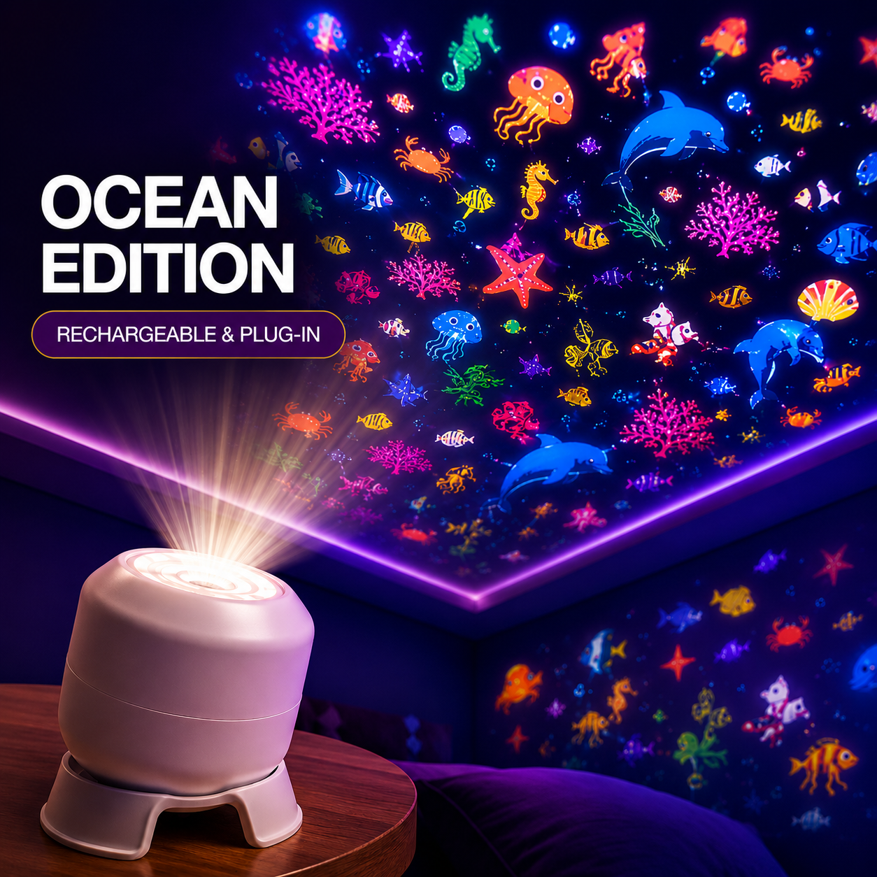Ocean Projector Night Light with Rotating Underwater Scene