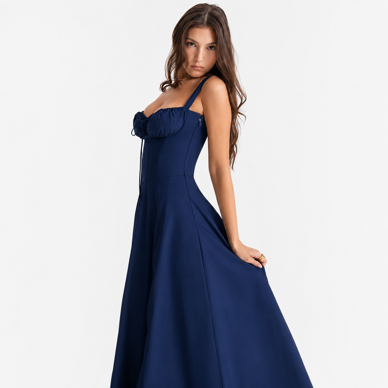 Floral Midi Dress for Women – Sleeveless Summer Dress with Adjustable Straps