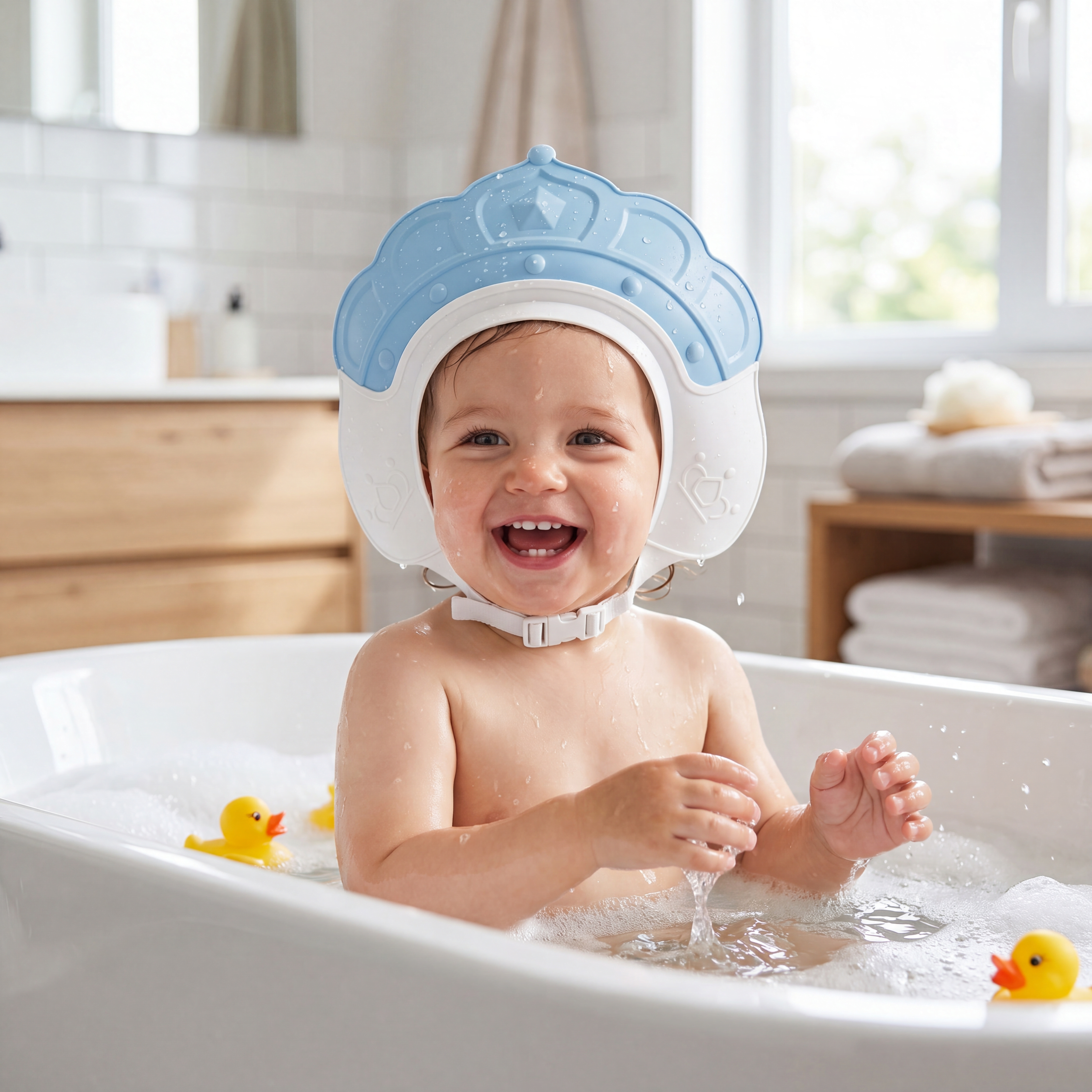 Adjustable Baby Shower Cap for Bath Time and Hair Washing