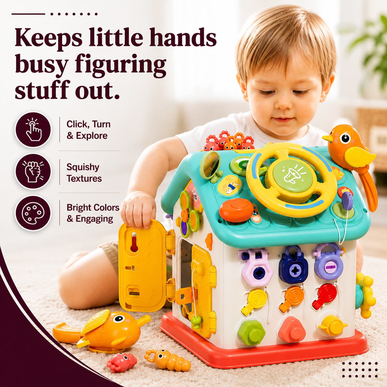 Montessori Busy House Activity Toy for Kids – Fine Motor Skills Learning Toy