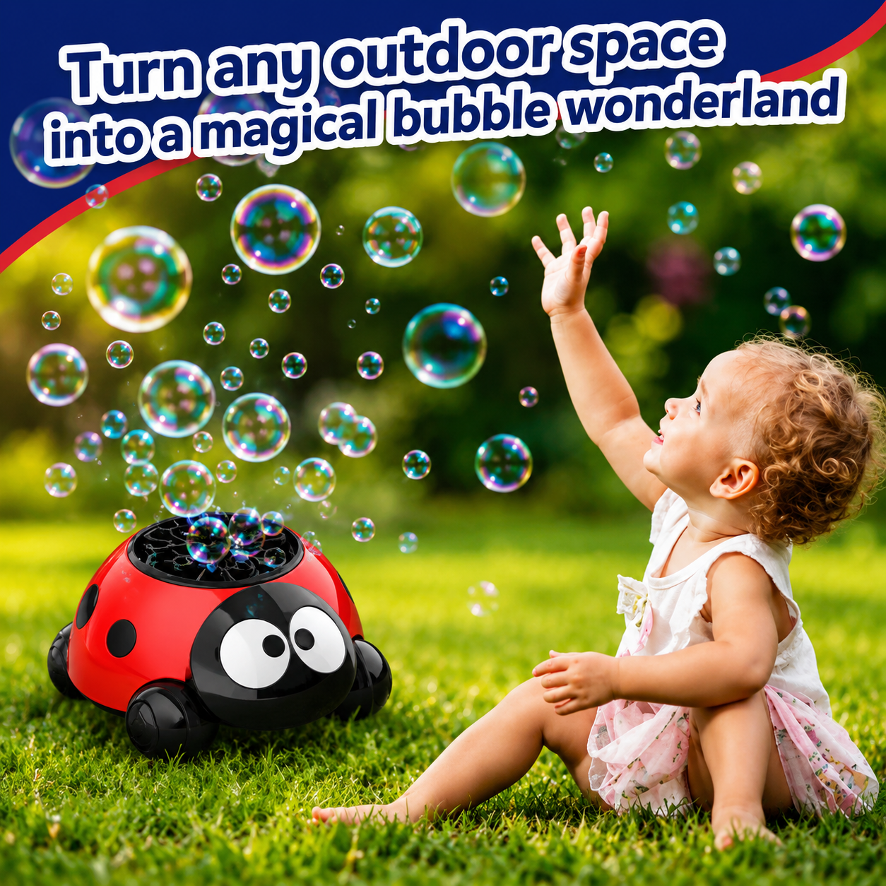 Kids Bubble Machine Ladybug Toy with Automatic Bubble Blower