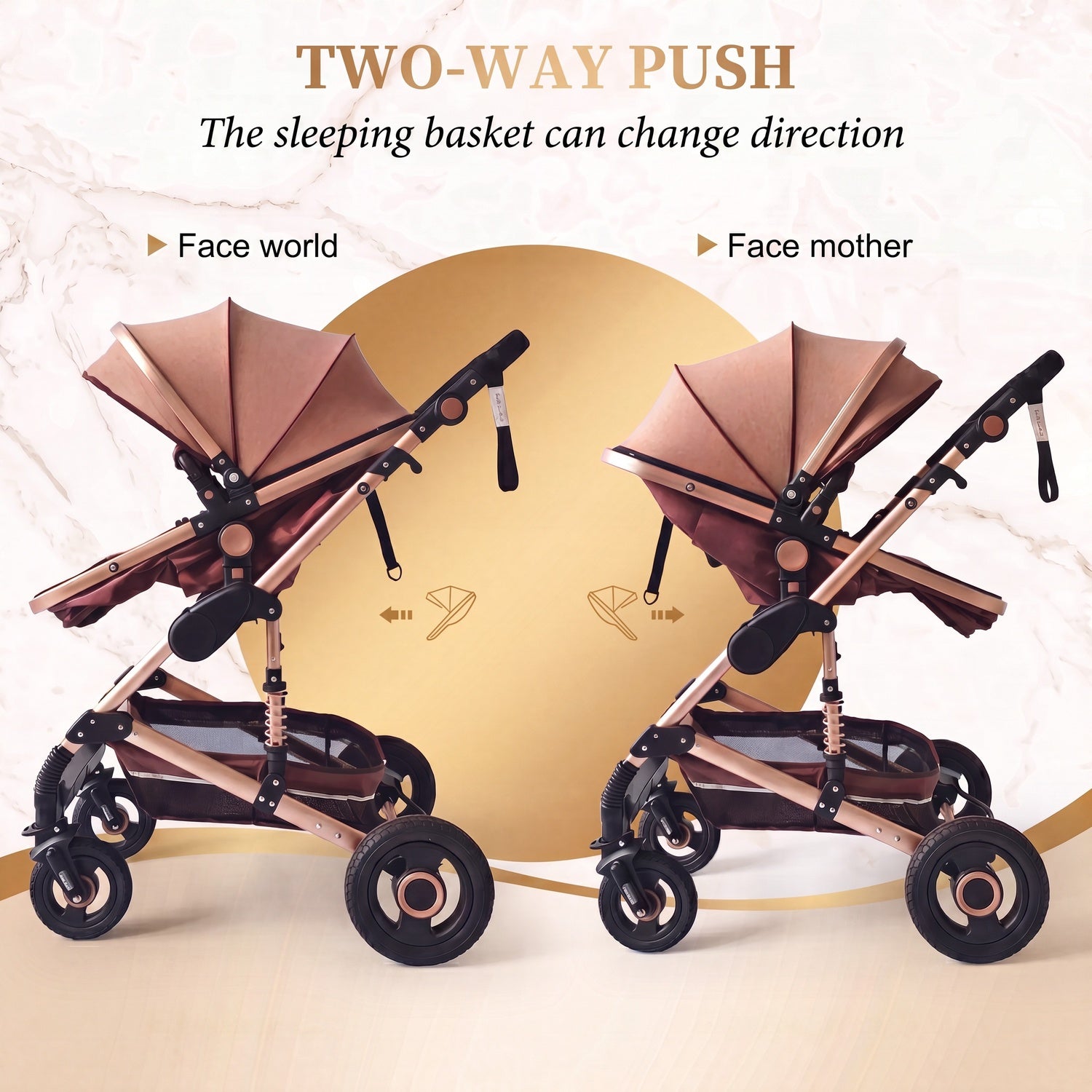 3-in-1 Baby Stroller Travel System with Reversible Seat and Infant Car Seat