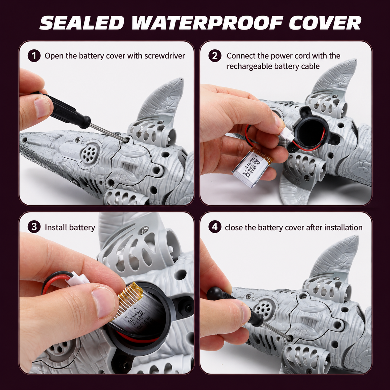 Remote Control Mosasaurus Water Toy with Lights, Spray Effects