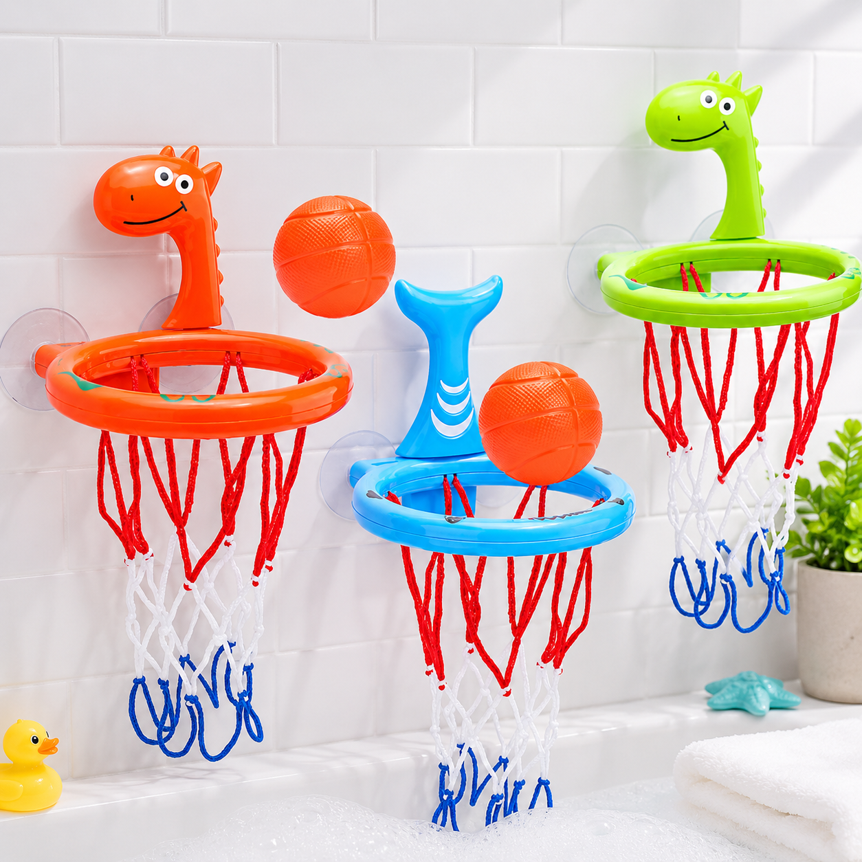 Kids Bath Basketball Hoop with Balls for Bathtub Play