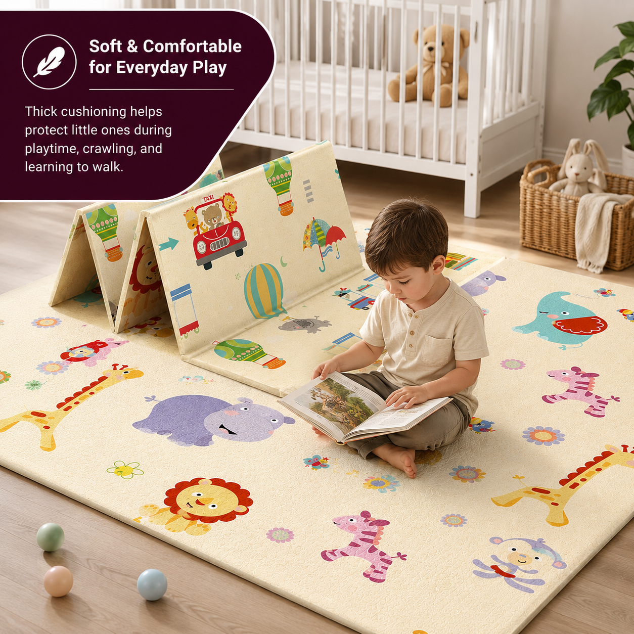 Foldable Waterproof Baby Play Mat for Crawling, Playtime & Learning