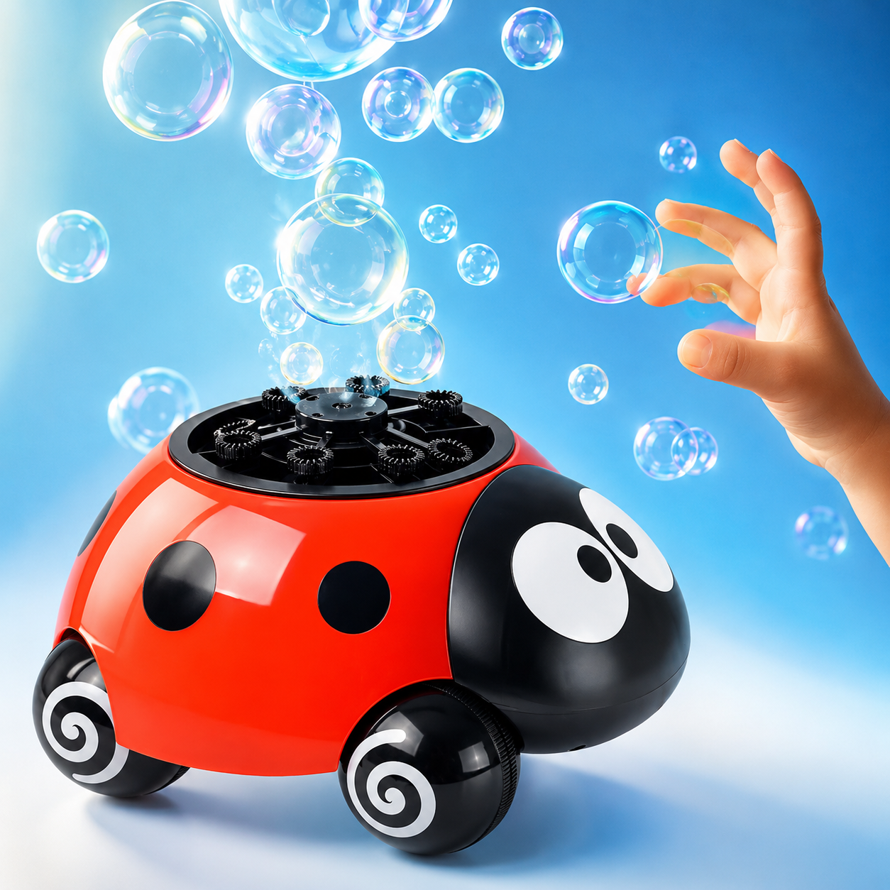 Kids Bubble Machine Ladybug Toy with Automatic Bubble Blower
