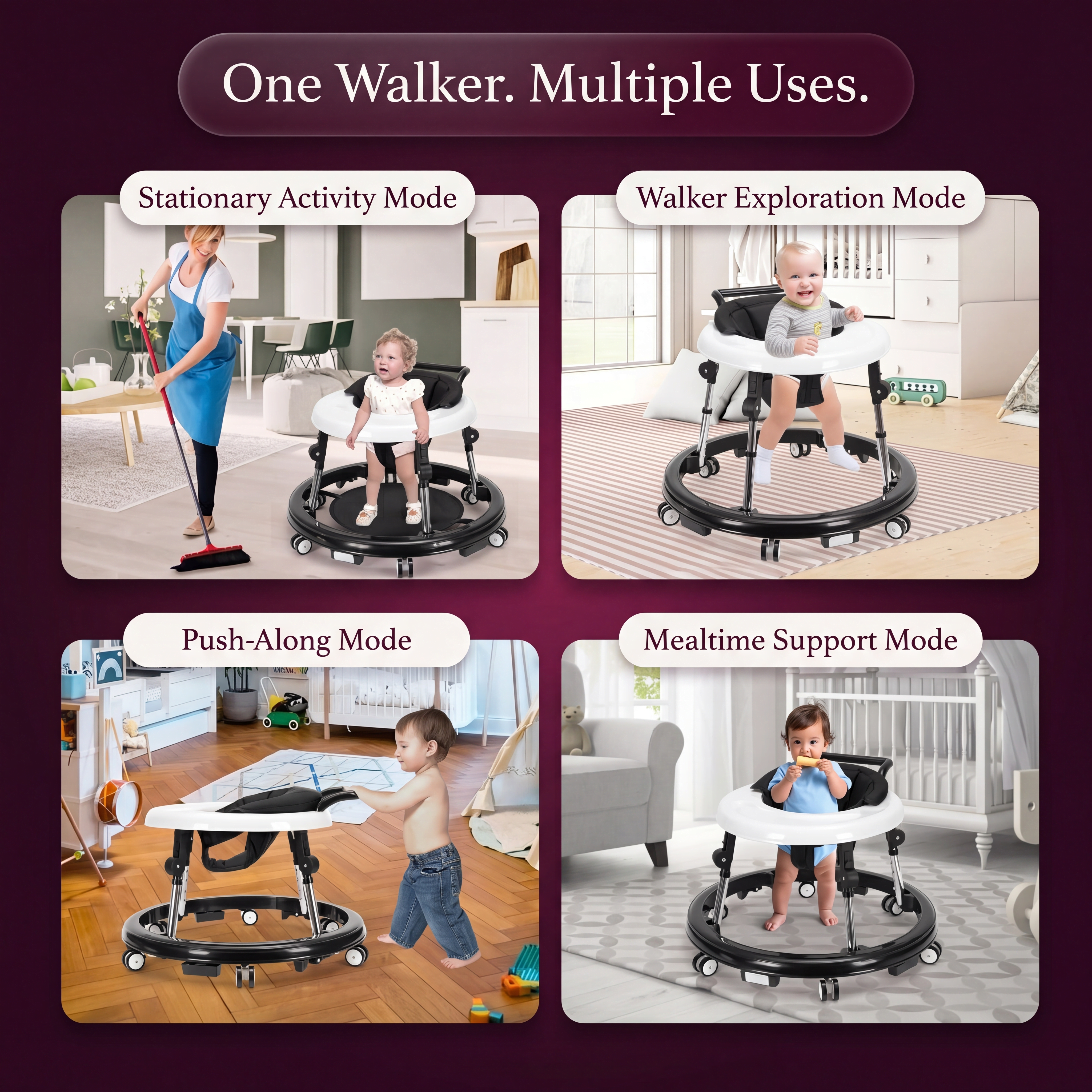 Adjustable Baby Walker and Activity Center