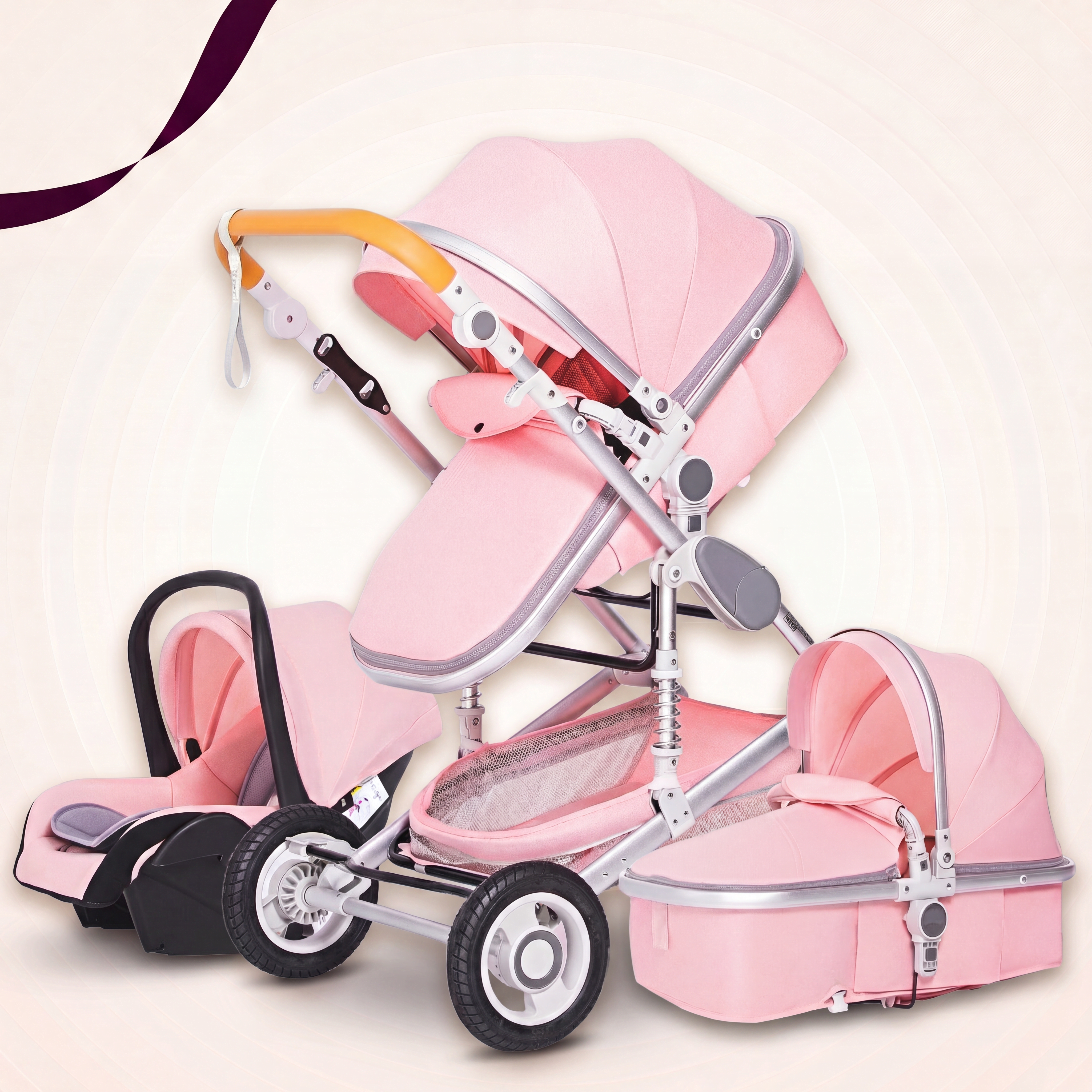 3-in-1 Baby Stroller Travel System with Reversible Seat and Infant Car Seat