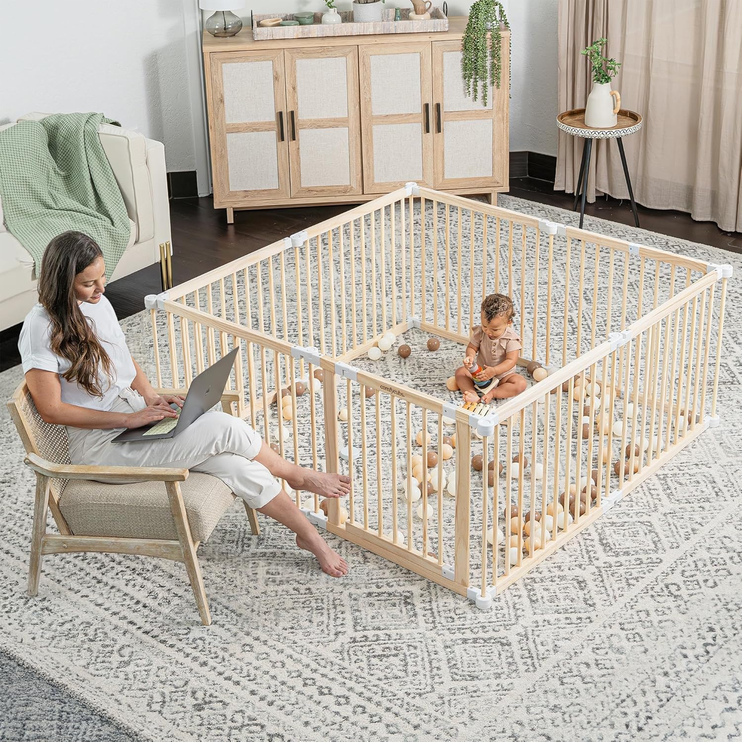 Haven Wooden Baby Playpen