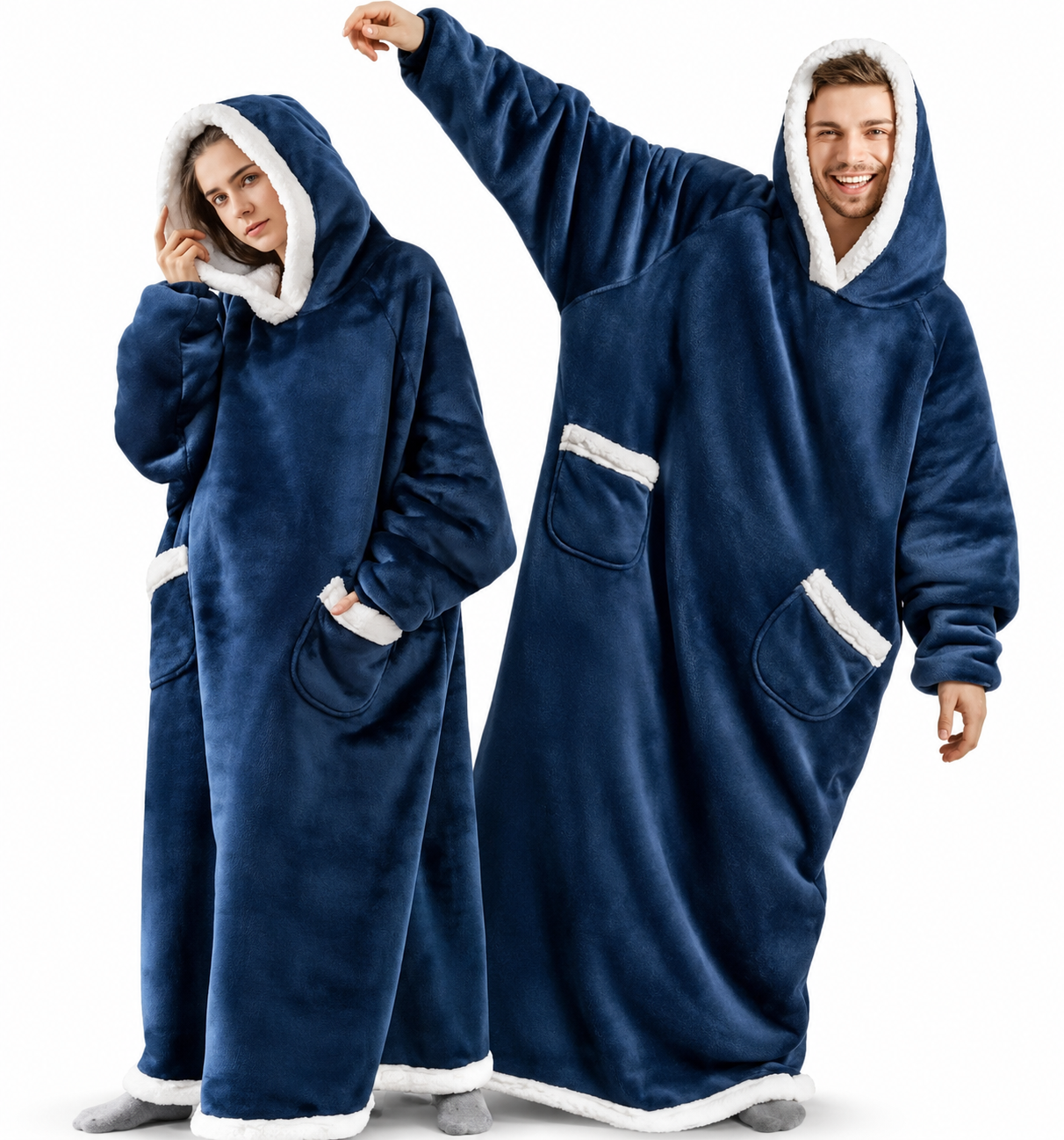 Oversized Wearable Blanket Hoodie – Soft Fleece Hooded Blanket with Sleeves