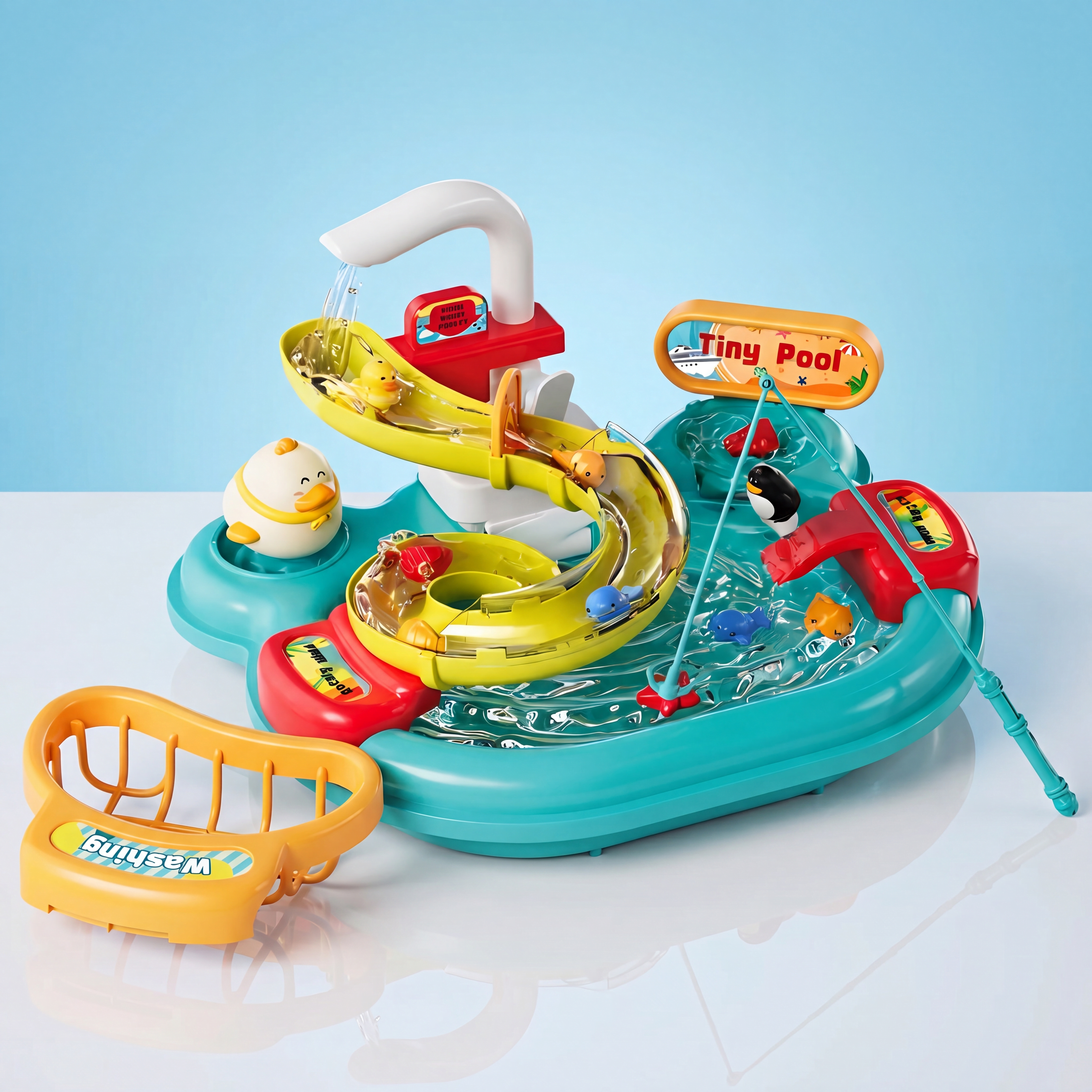 Marina Water Play Sink Toy with Rotating Faucet and Fishing Game