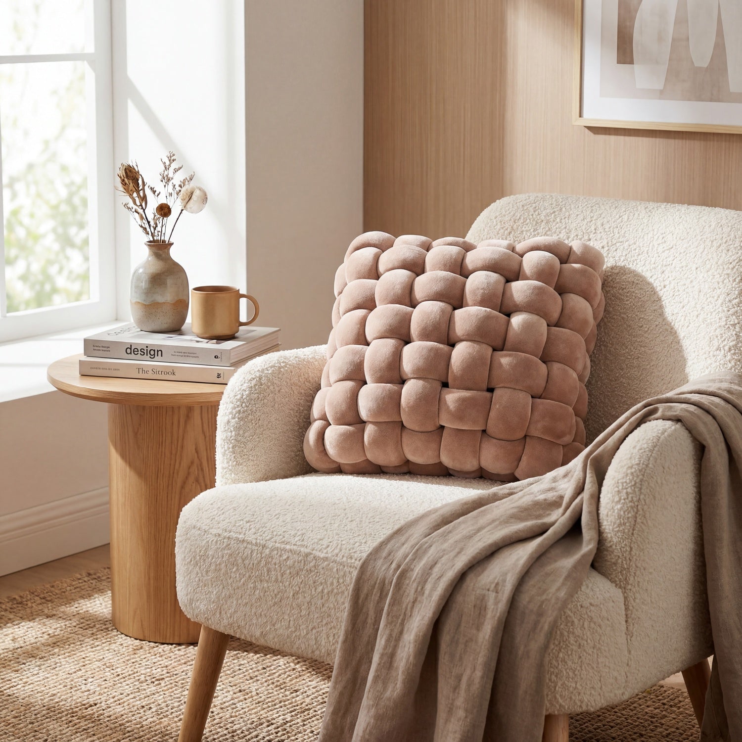 Handwoven Knot Throw Pillow for Sofa, Bed & Home Decor