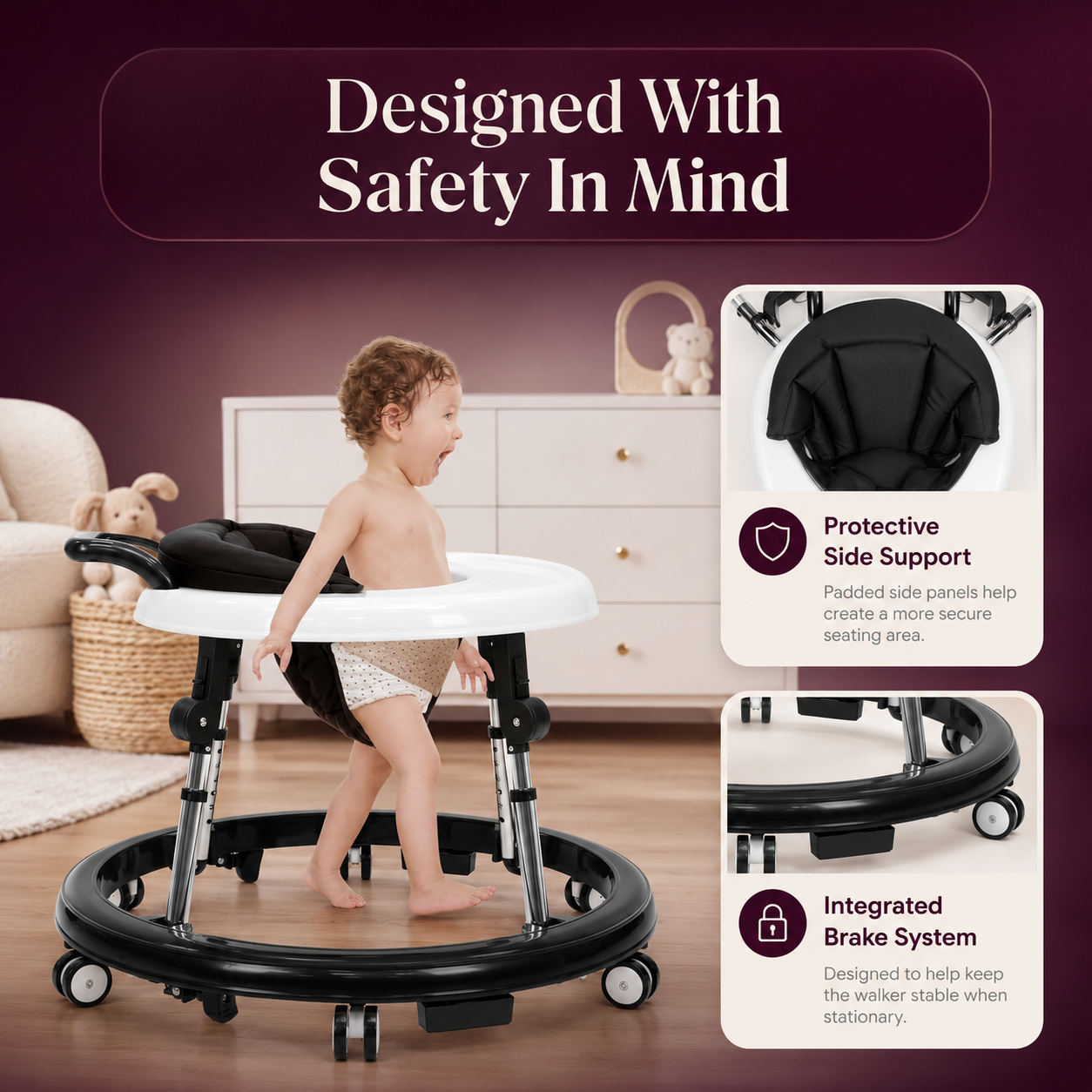 Adjustable Baby Walker and Activity Center