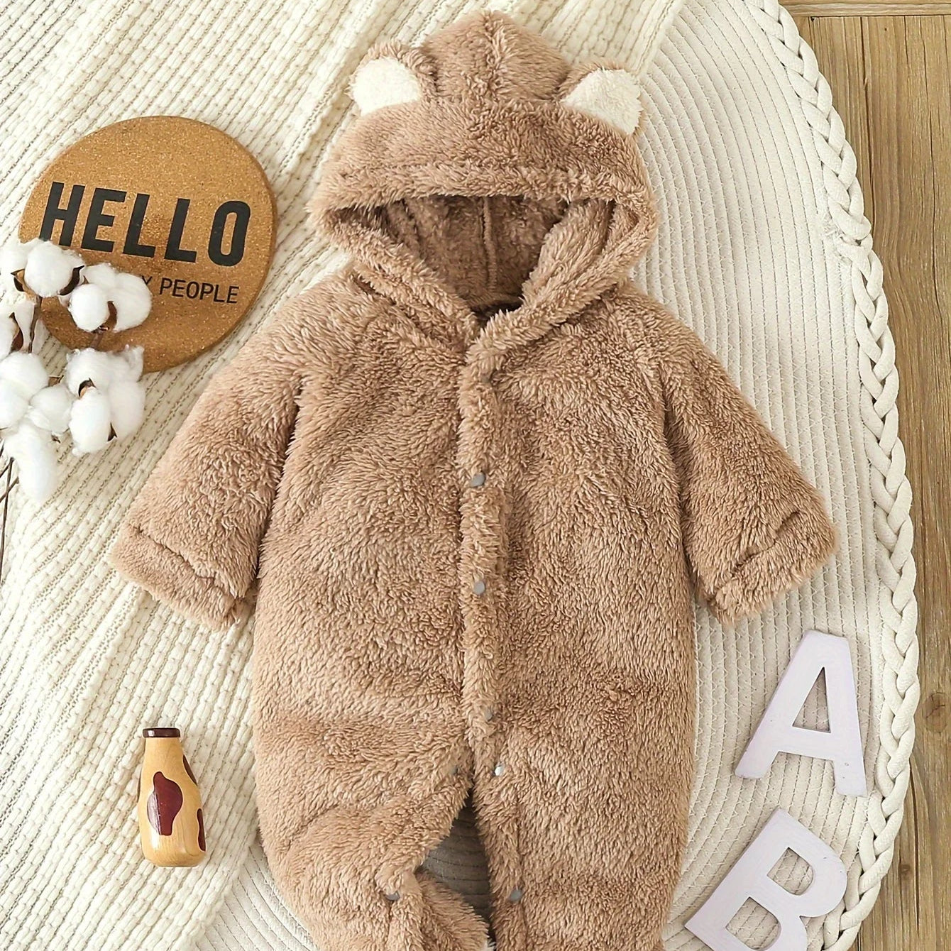 Baby Hooded Fleece Romper