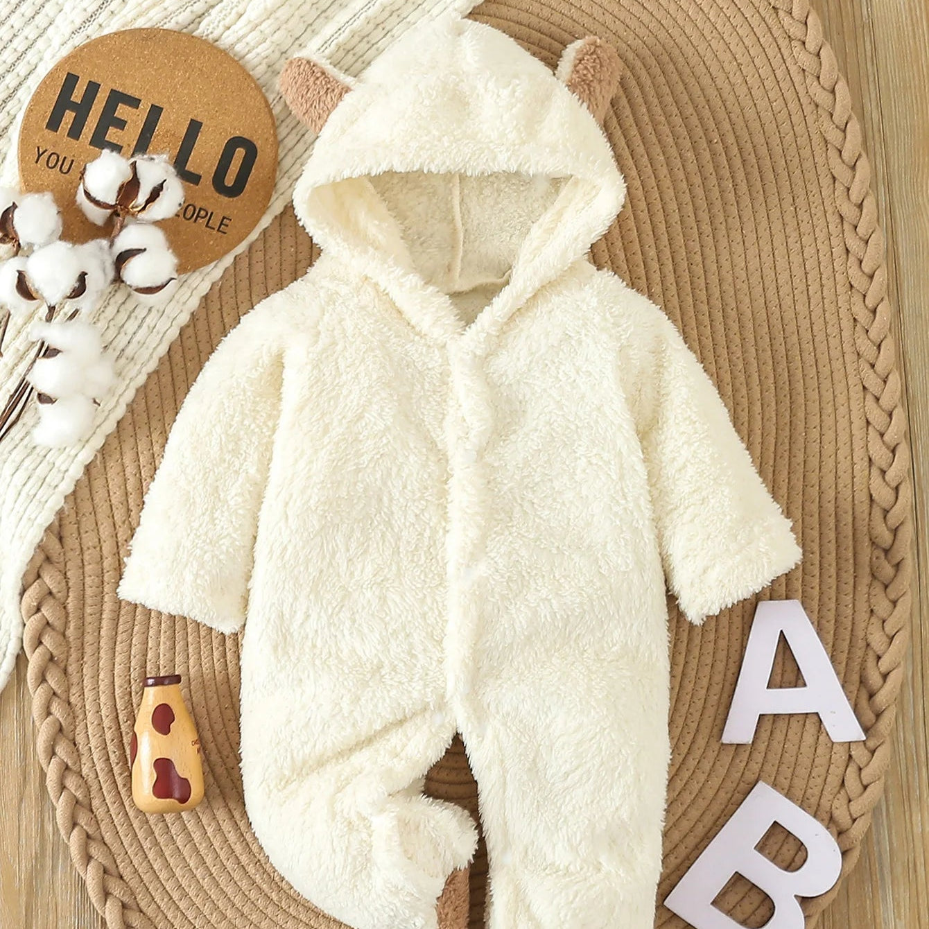 Baby Hooded Fleece Romper