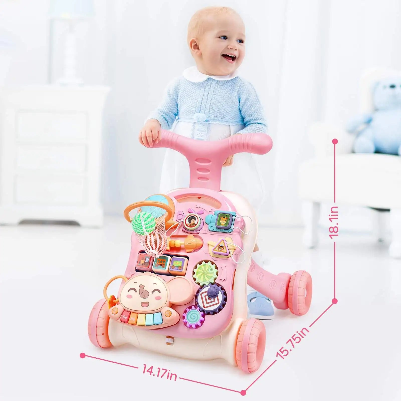 2-in-1 Baby Walker & Activity Center with Detachable Learning Toy Panel