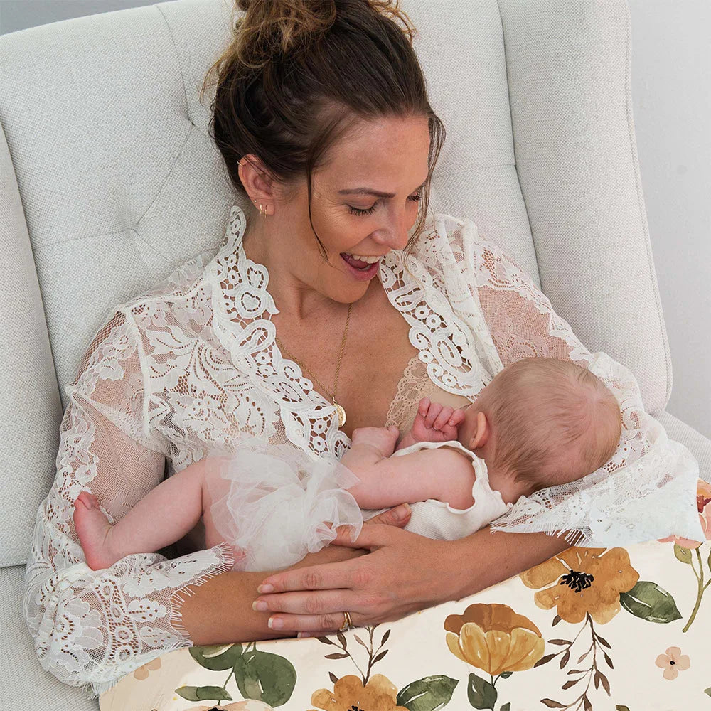 C-Shaped Nursing Pillow with Removable Cover for Feeding and Support