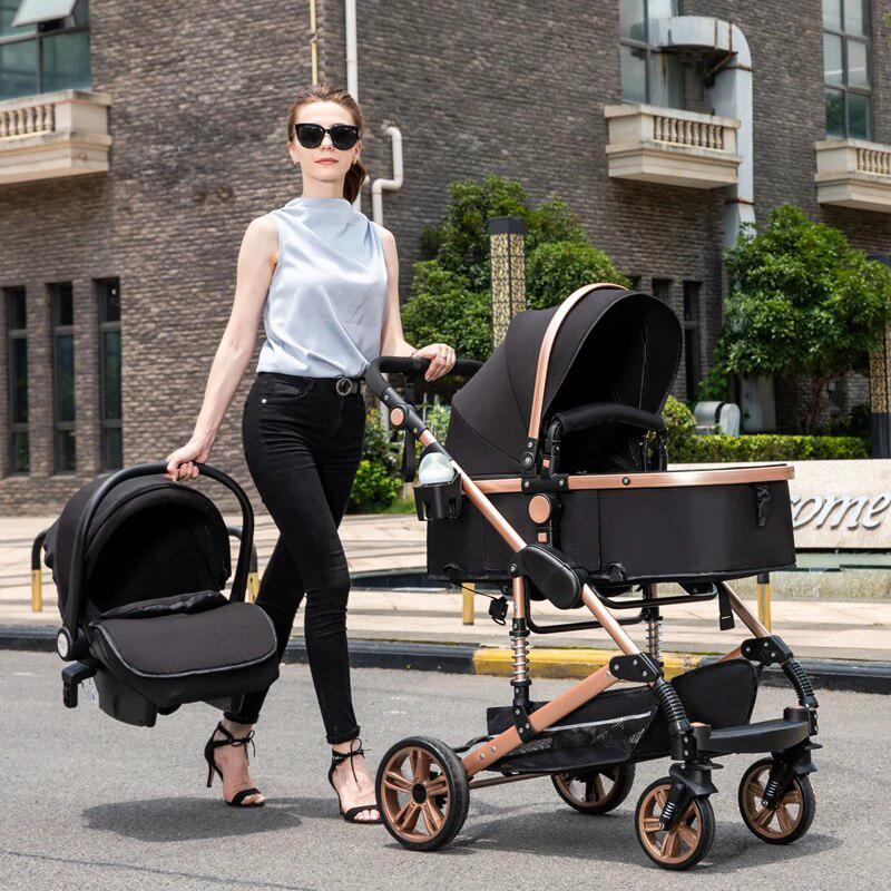 3-in-1 Baby Stroller Travel System with Reversible Seat and Infant Car Seat