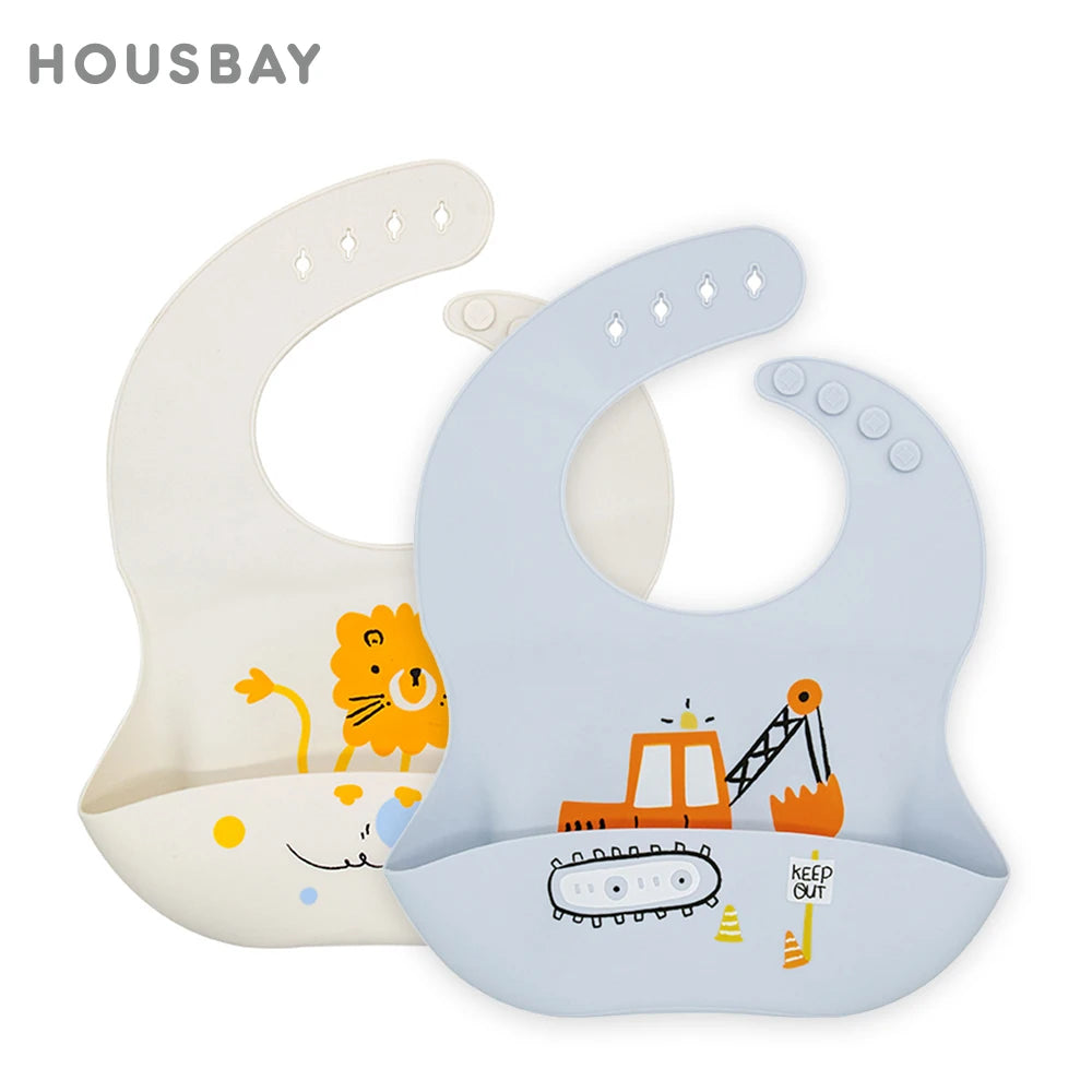 Silicone Baby Bib with Adjustable Neck and Deep Food Catcher