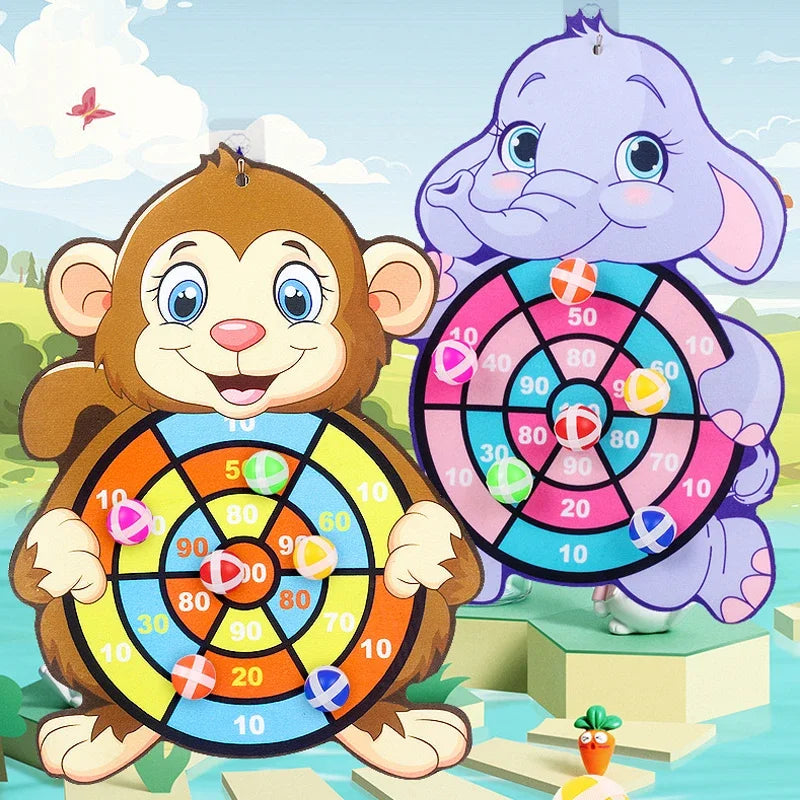 Kids Sticky Ball Dart Board Game – Indoor Target Toss Toy