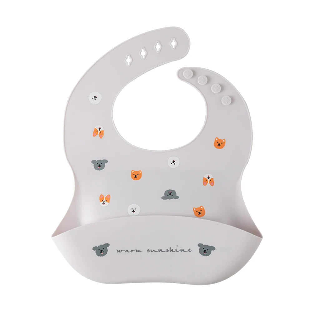 Silicone Baby Bib with Adjustable Neck and Deep Food Catcher