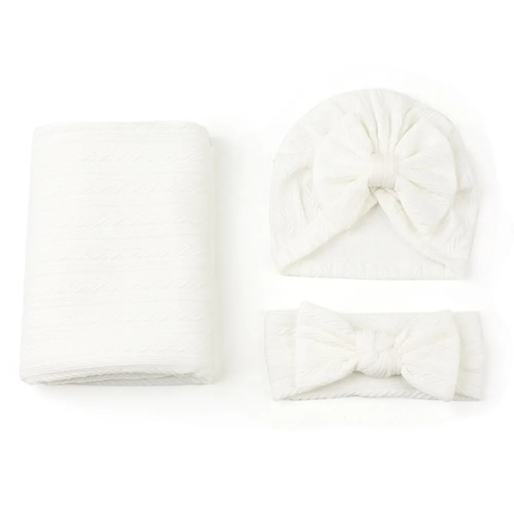 Baby Swaddle Blanket Set with Hat and Headband