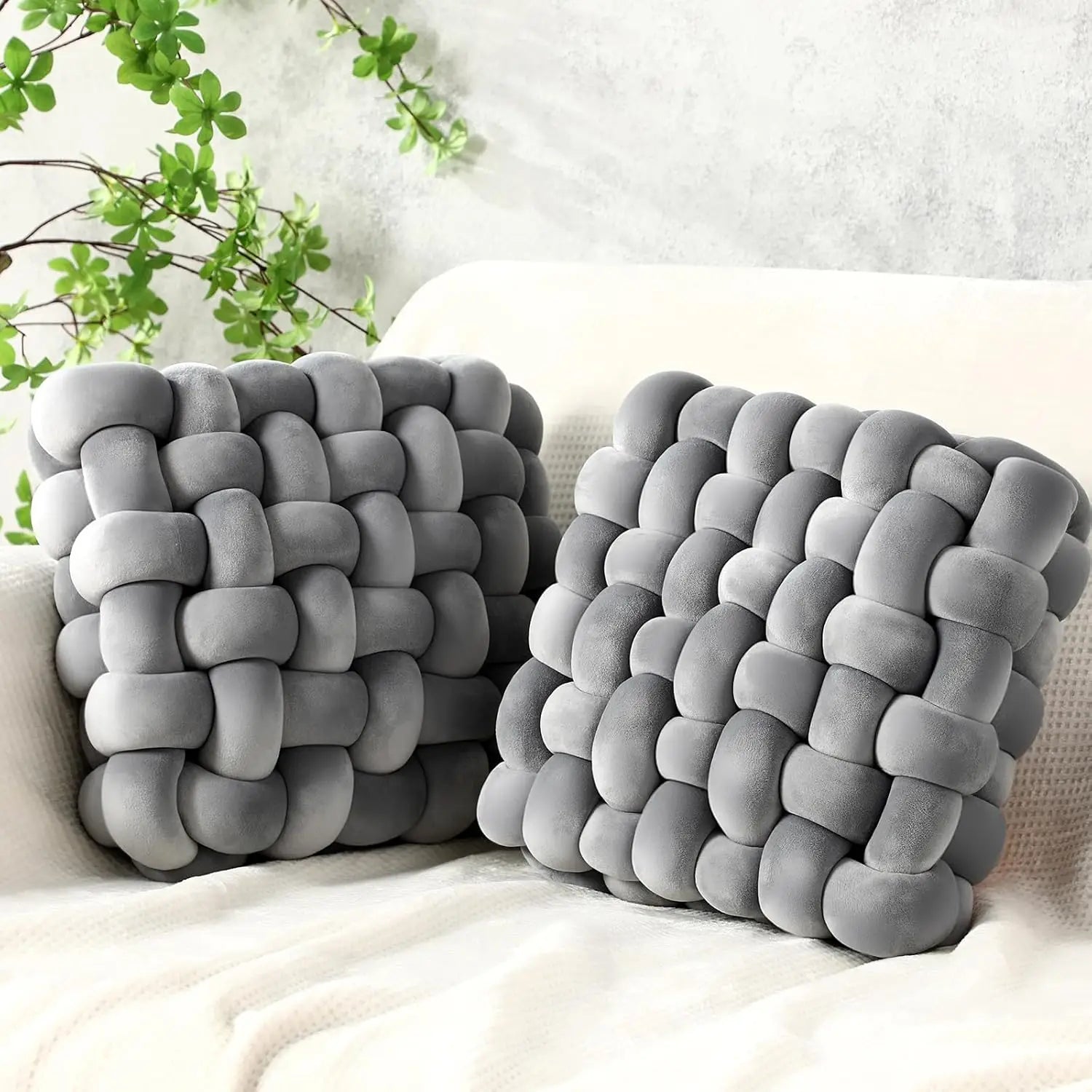 Handwoven Knot Throw Pillow for Sofa, Bed & Home Decor