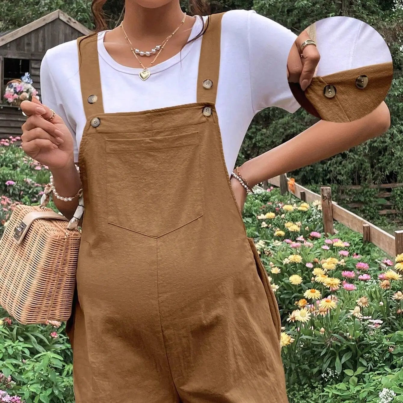 Maternity Short Overalls with Adjustable Straps