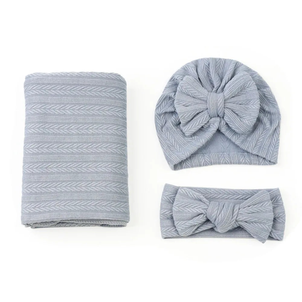 Baby Swaddle Blanket Set with Hat and Headband