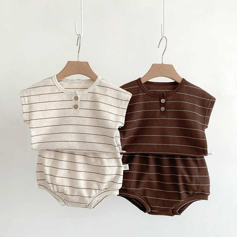 Rowan Baby Striped Shirt and Shorts Set