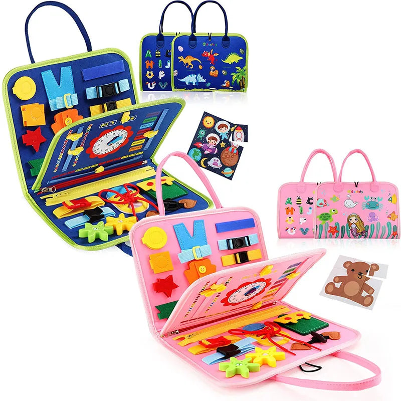 Toddler Busy Board Learning Book with Fine Motor Activities and Educational Games