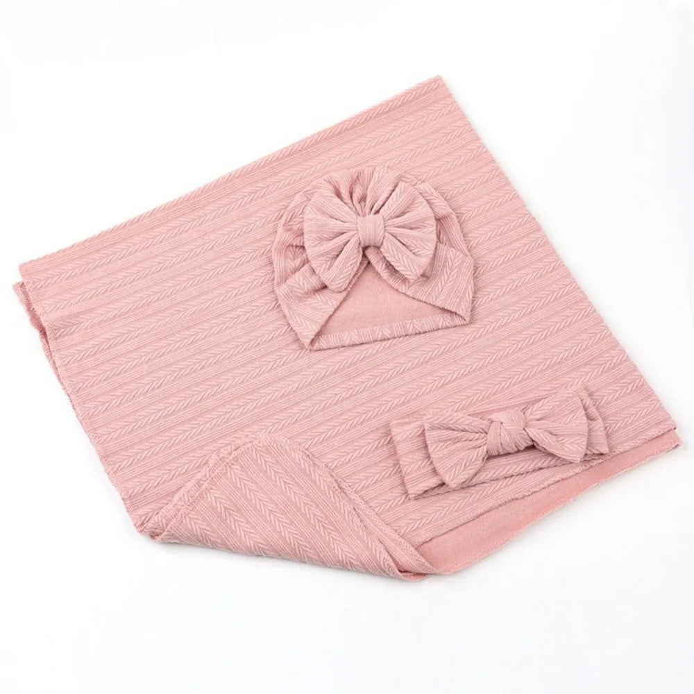 Baby Swaddle Blanket Set with Hat and Headband