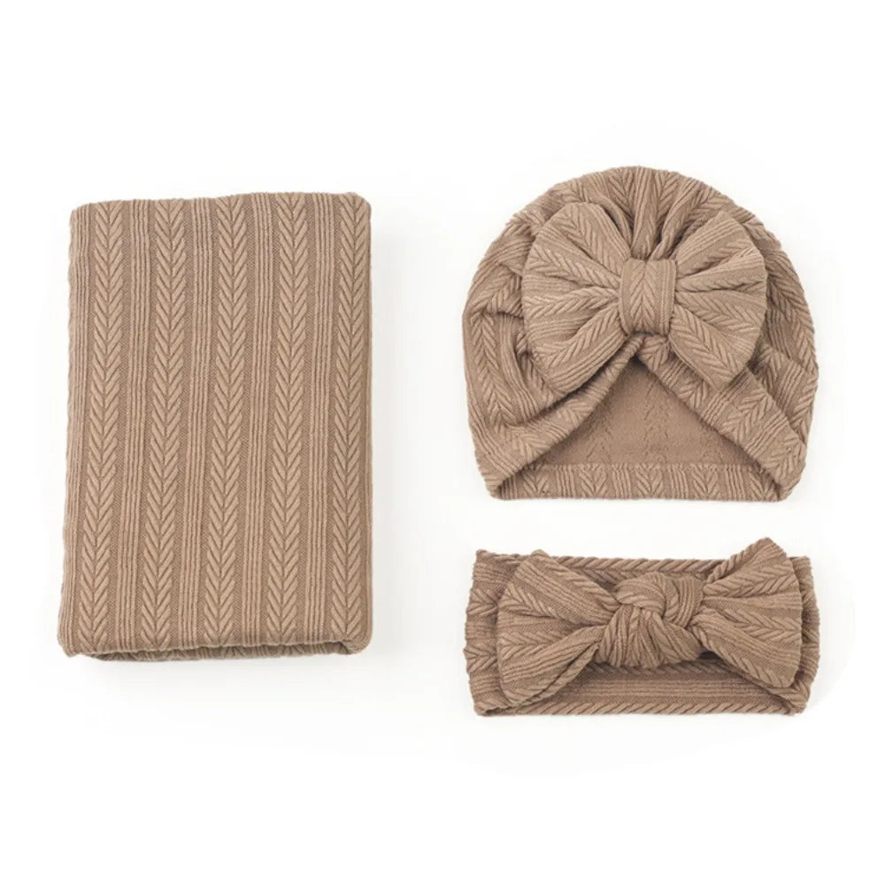 Baby Swaddle Blanket Set with Hat and Headband