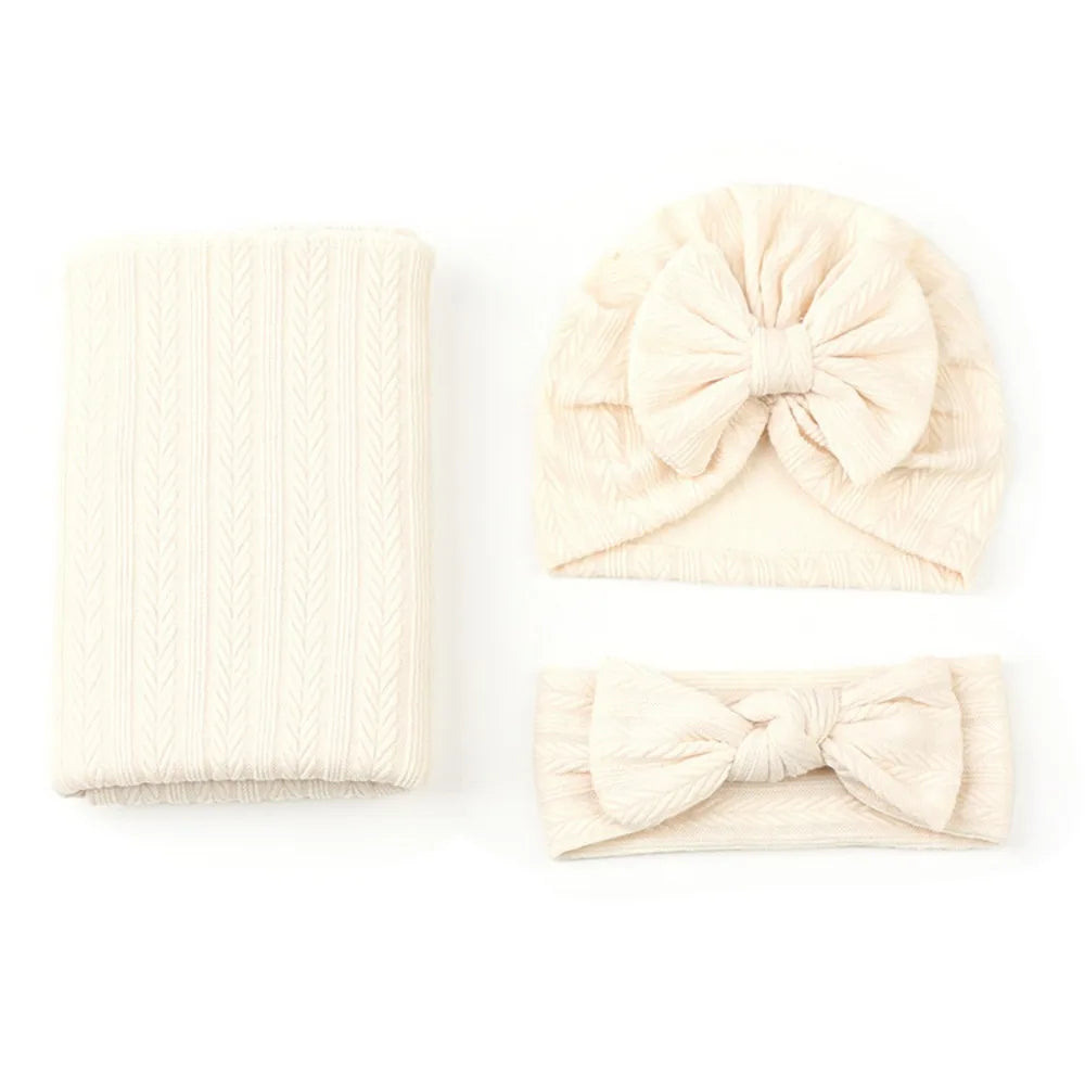 Baby Swaddle Blanket Set with Hat and Headband
