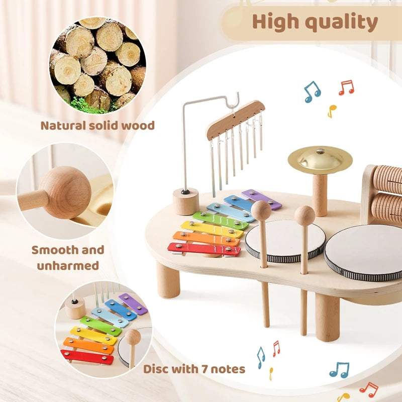 Wooden Musical Instrument Table for Kids – Montessori Music Toy Set