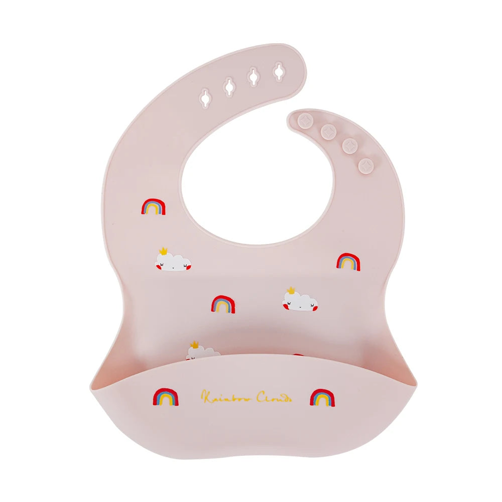 Silicone Baby Bib with Adjustable Neck and Deep Food Catcher