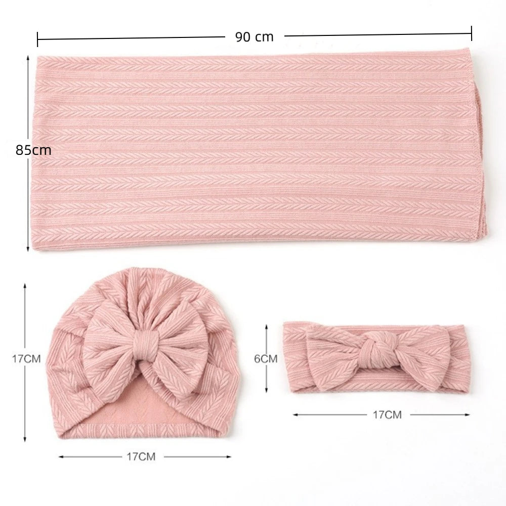 Baby Swaddle Blanket Set with Hat and Headband
