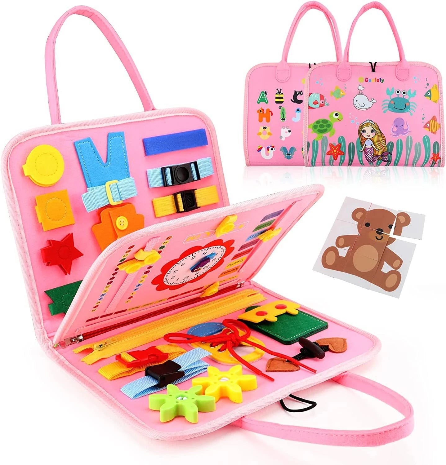Toddler Busy Board Learning Book with Fine Motor Activities and Educational Games
