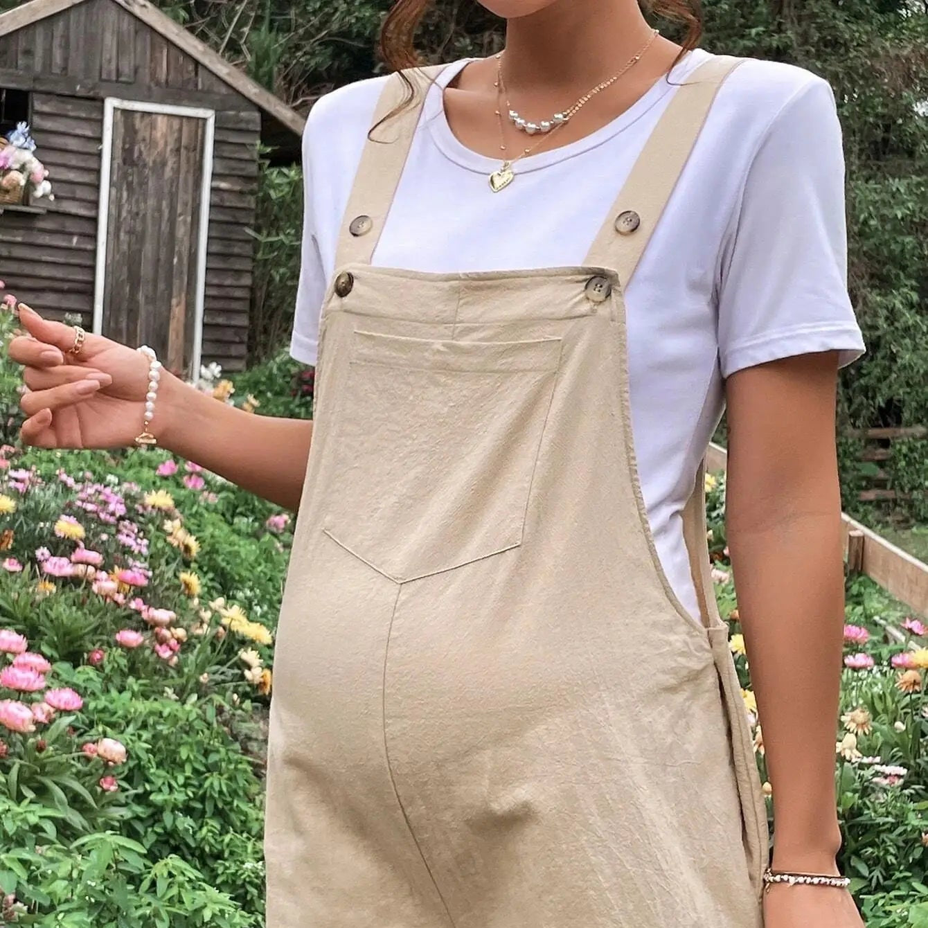 Maternity Short Overalls with Adjustable Straps