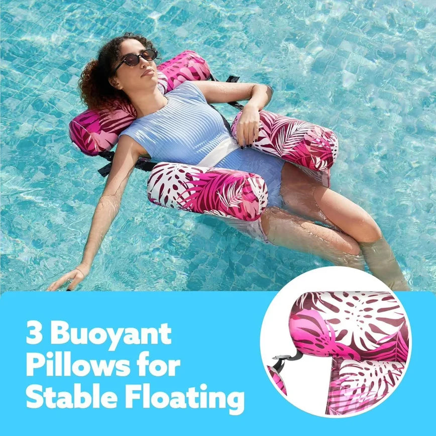 Inflatable Pool Lounge Chair with Mesh Seat