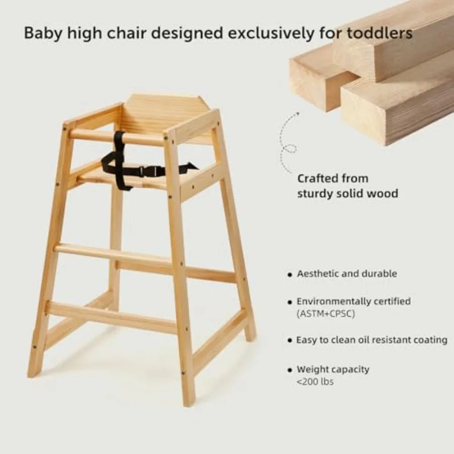 Wooden Baby High Chair with Detachable Booster Seat