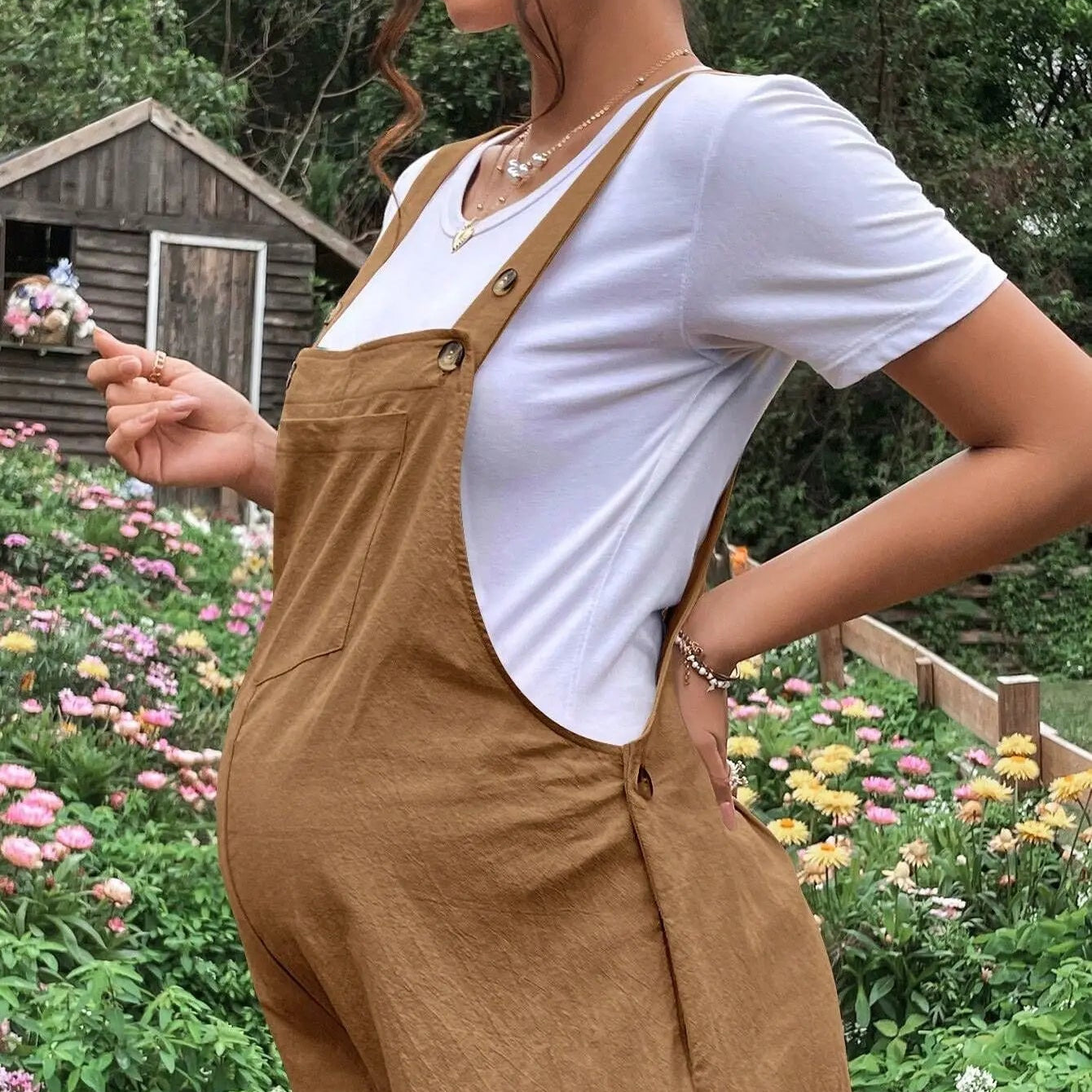 Maternity Short Overalls with Adjustable Straps