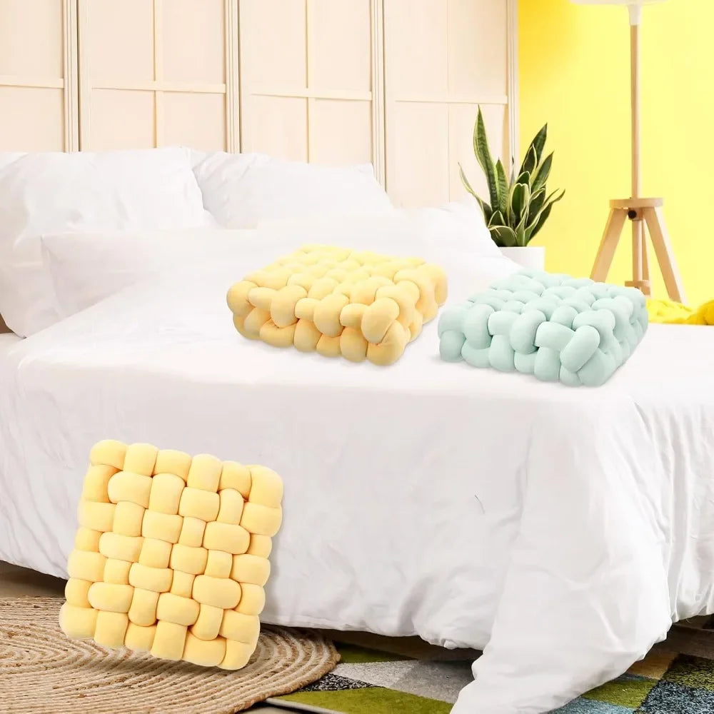Handwoven Knot Throw Pillow for Sofa, Bed & Home Decor