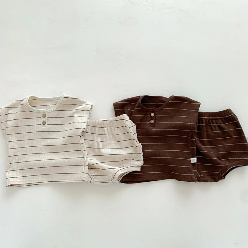 Rowan Baby Striped Shirt and Shorts Set
