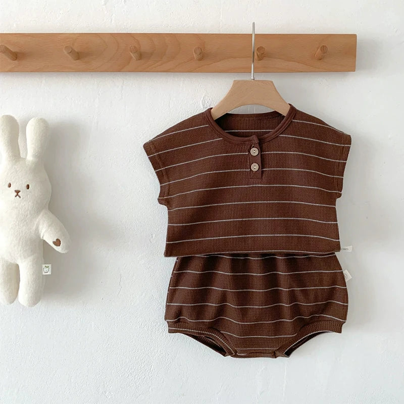 Rowan Baby Striped Shirt and Shorts Set