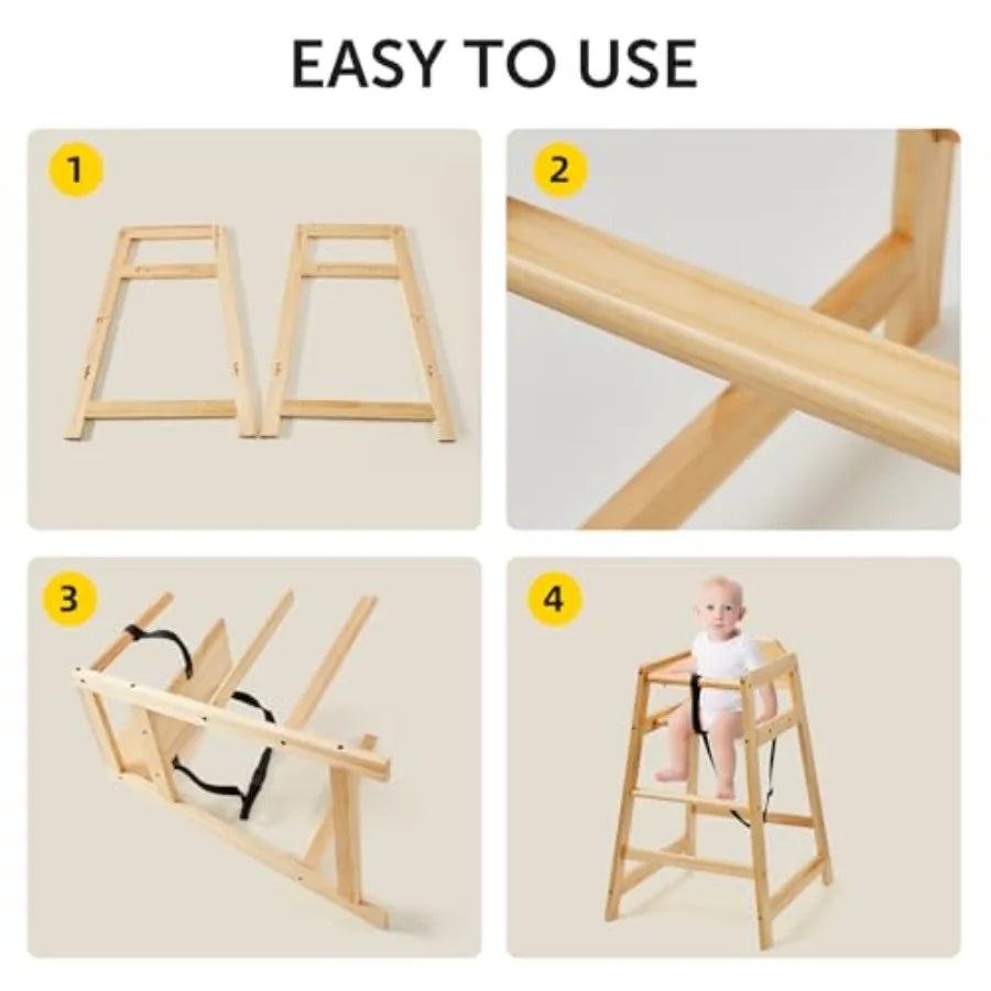 Wooden Baby High Chair with Detachable Booster Seat