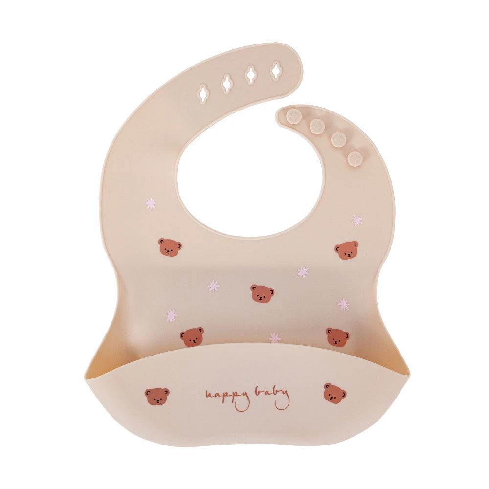 Silicone Baby Bib with Adjustable Neck and Deep Food Catcher
