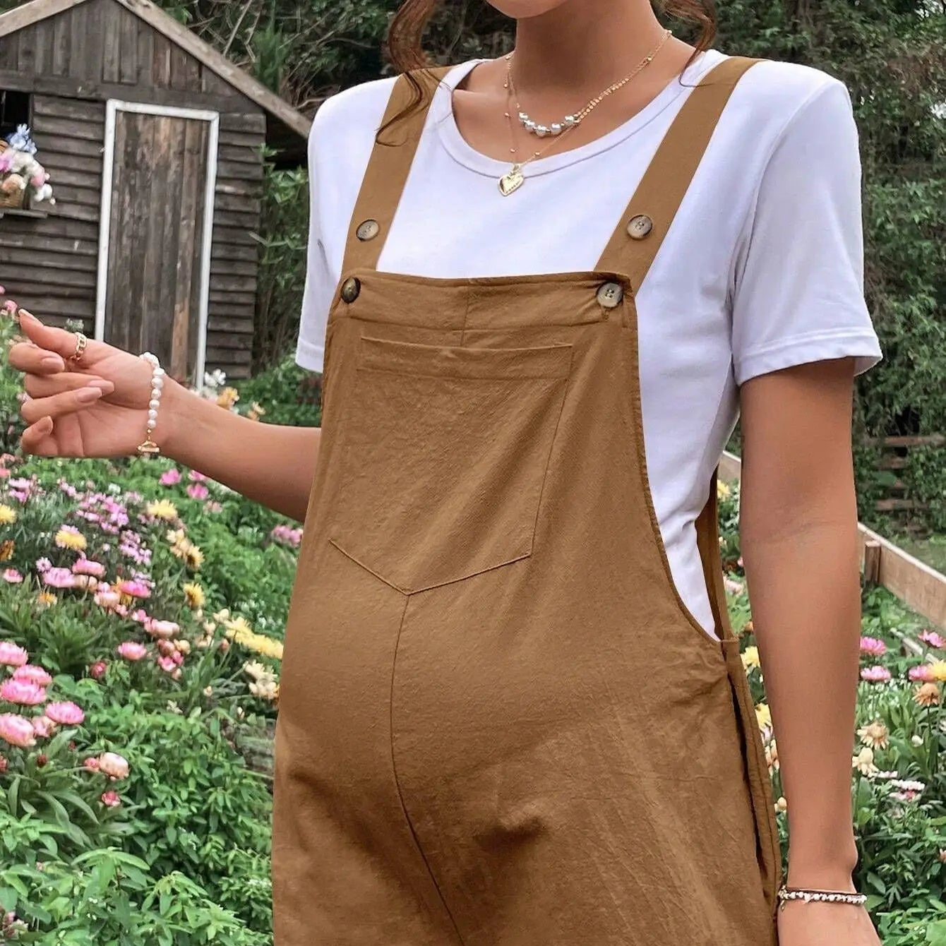 Maternity Short Overalls with Adjustable Straps