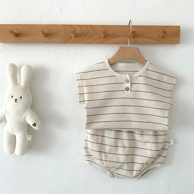 Rowan Baby Striped Shirt and Shorts Set