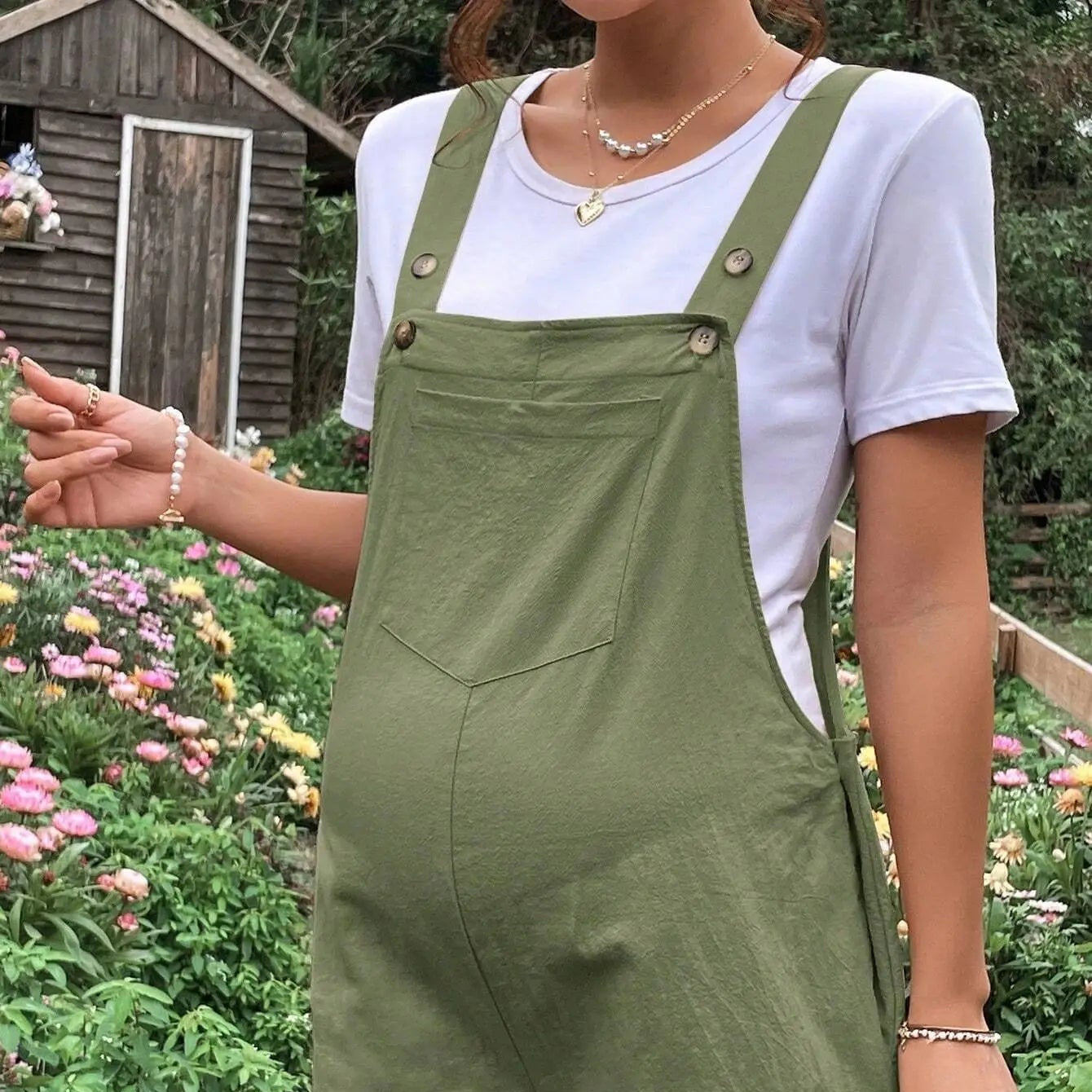 Maternity Short Overalls with Adjustable Straps